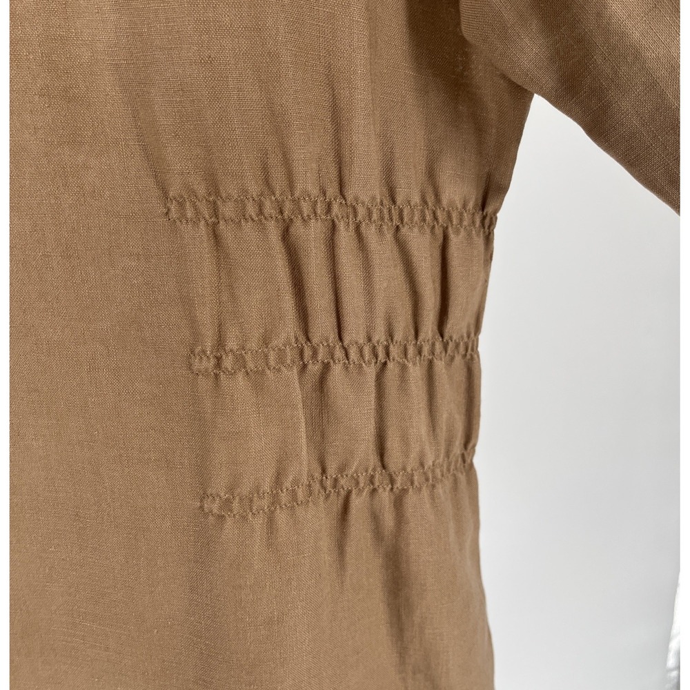 Westbound Linen Top Mandarin Collar Pleated Waist Minimalist Quiet Luxury Sz 14 - Picture 5 of 8